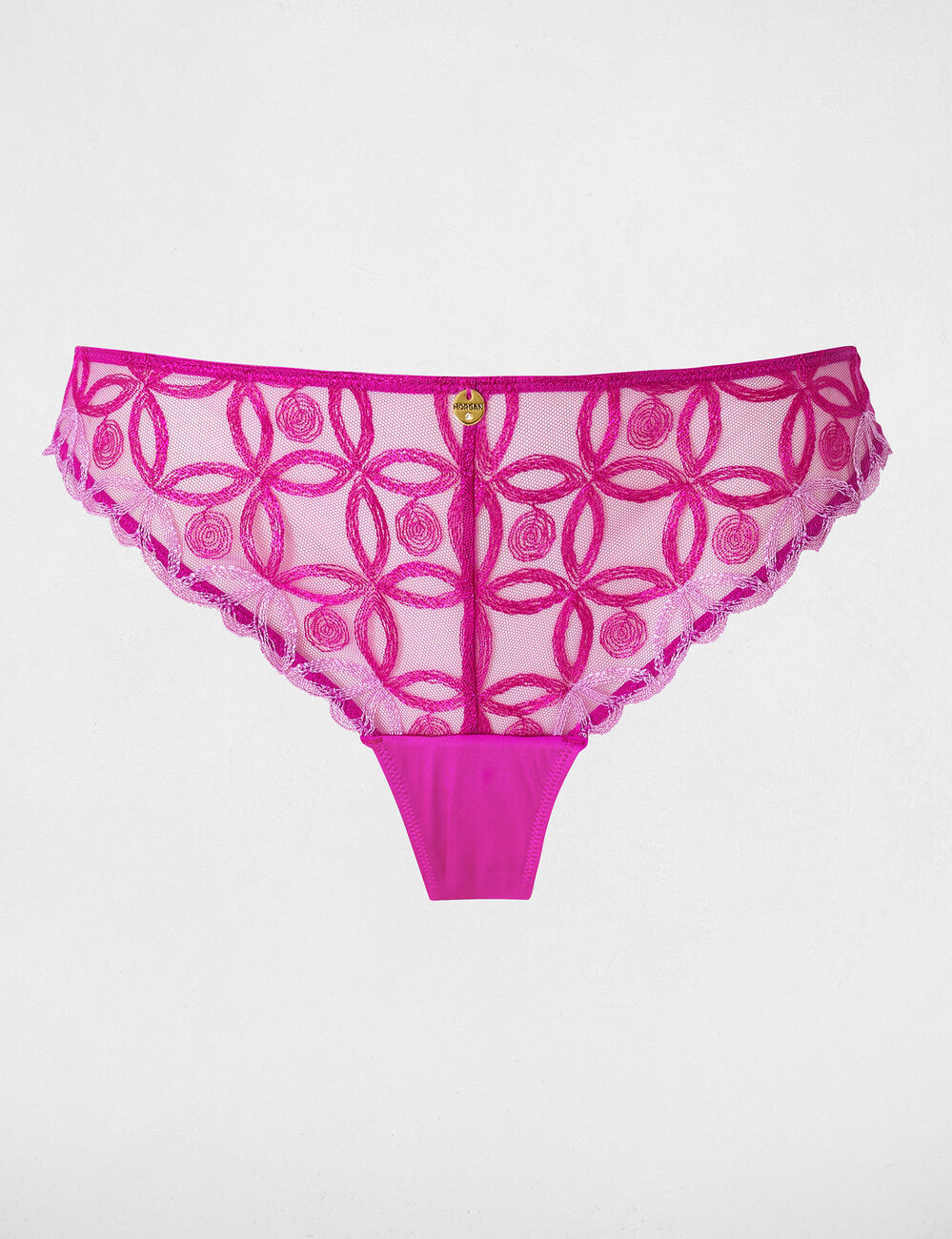 Tanga de encaje de tiro bajo violeta mujer