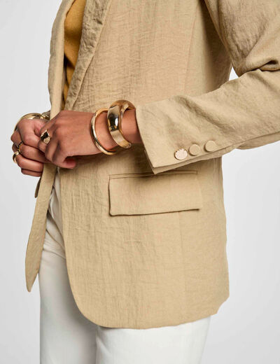 Chaqueta corta holgada beige mujer