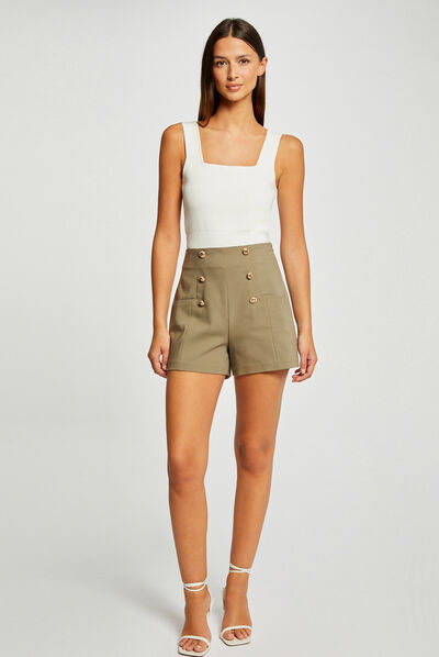 Short city recto con botones verde medio mujer