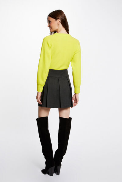 Jersey manga larga con cuello redondo anis mujer