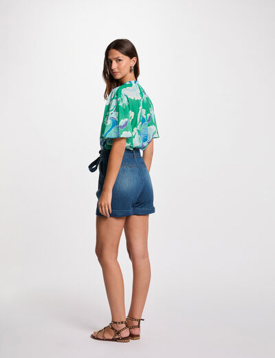 Blusa manga corta multicolor mujer