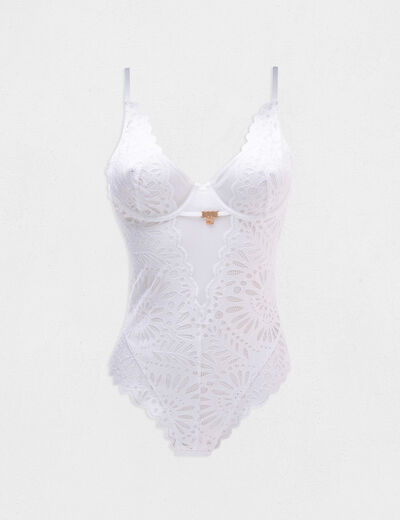 Body de encaje marfil mujer