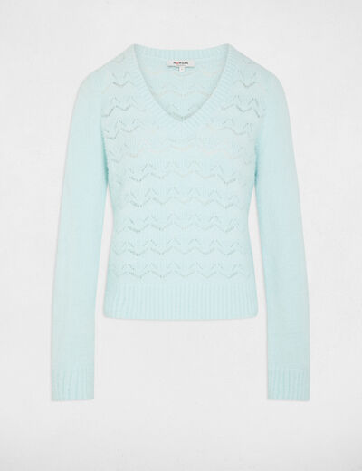 Jersey cuello en V azul cielo mujer