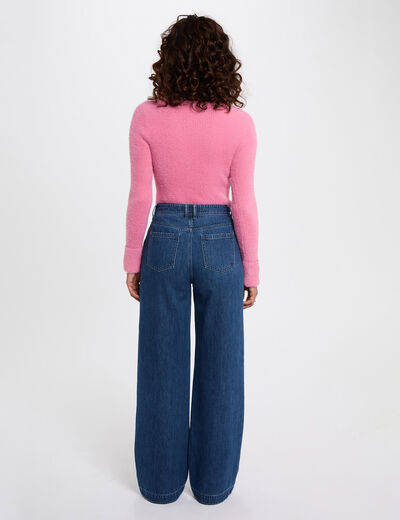 Jersey manga larga punto aterciopelado rosa mujer