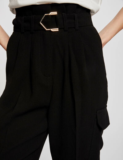 Pantalón estrecho la pernera negro mujer