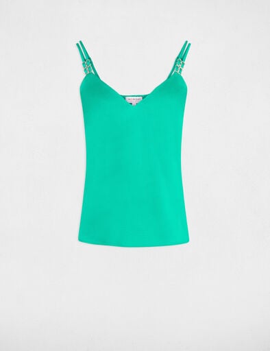 top saten con tirantes verde mujer Top satén con tirantes verde mujer