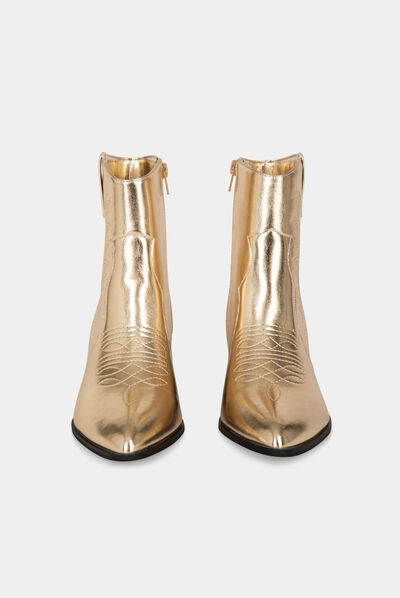Botines de tacones metalizado dorado mujer