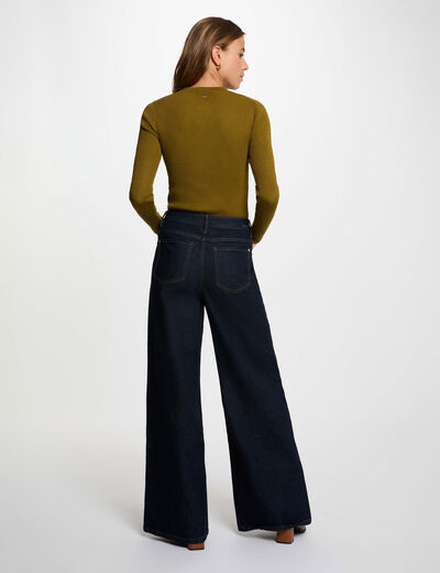 Jersey ajustado cuello redondo mujer