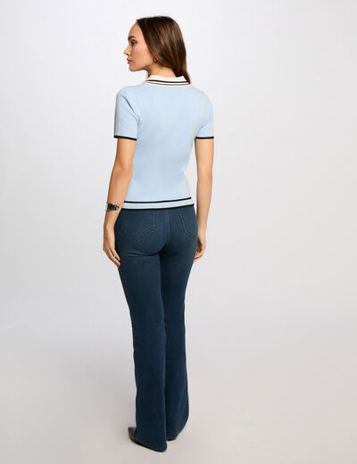 Jersey cuello tipo polo manga corta azul cielo mujer
