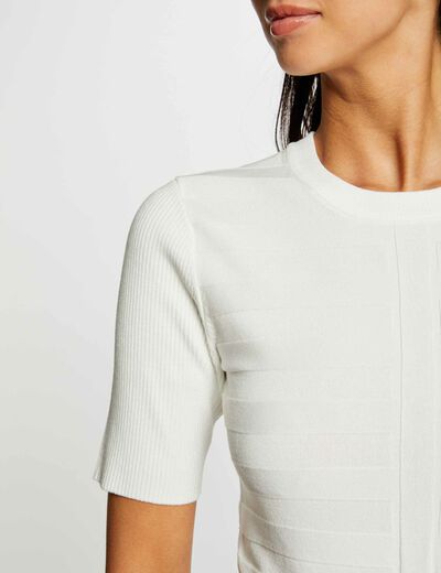 Jersey manga corta marfil mujer