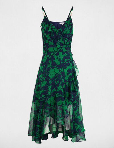 Vestido midi cruzado verde pradera mujer