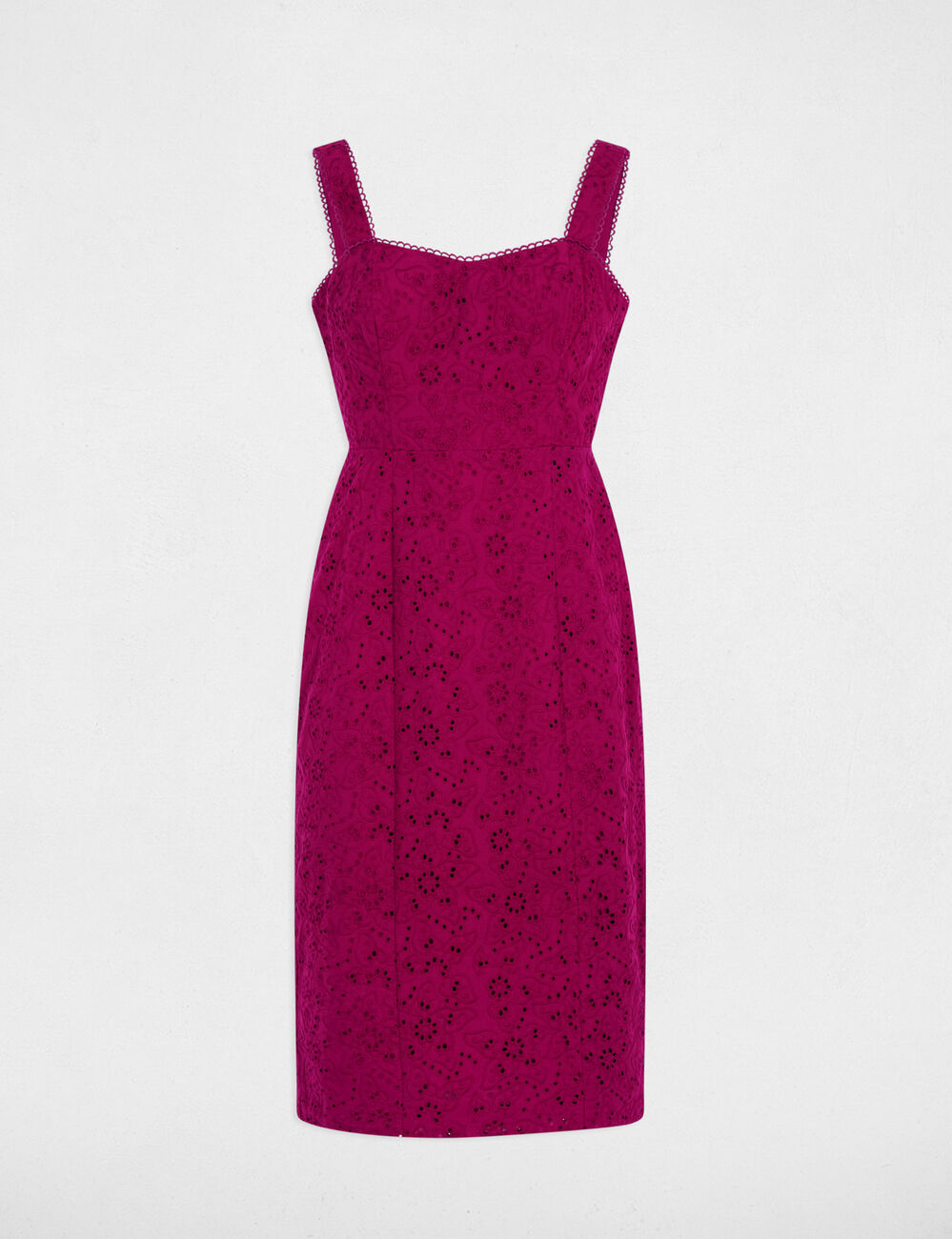 Vestido tubo bordado ingl&eacute;s ciruela mujer