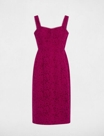 Vestido tubo bordado ingl&eacute;s ciruela mujer