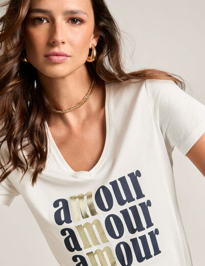 Camiseta con mensaje blanco mujer