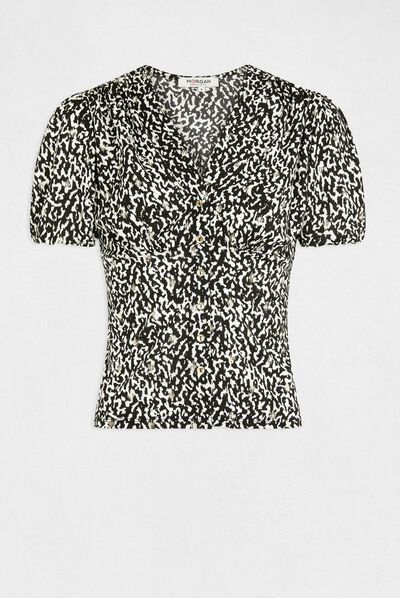 Camiseta con botones estampado animal multico mujer