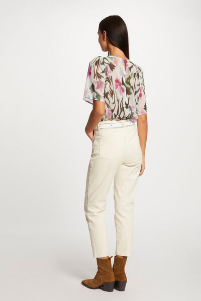 Blusa manga corta estampado floral multico mujer
