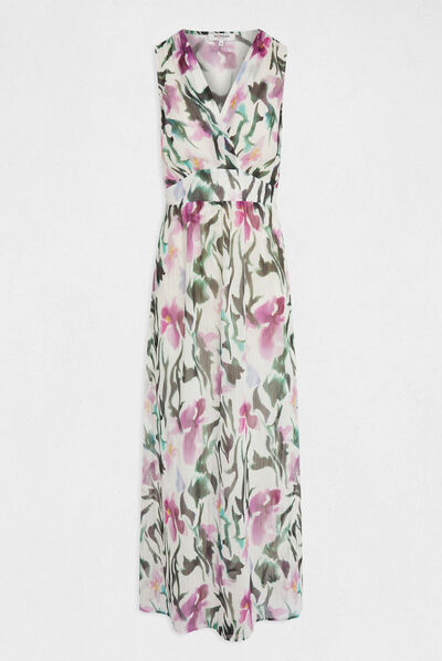Vestido largo recto estampado floral multico mujer