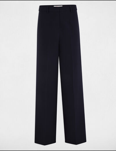 Pantalón recto con pinzas azul marino mujer