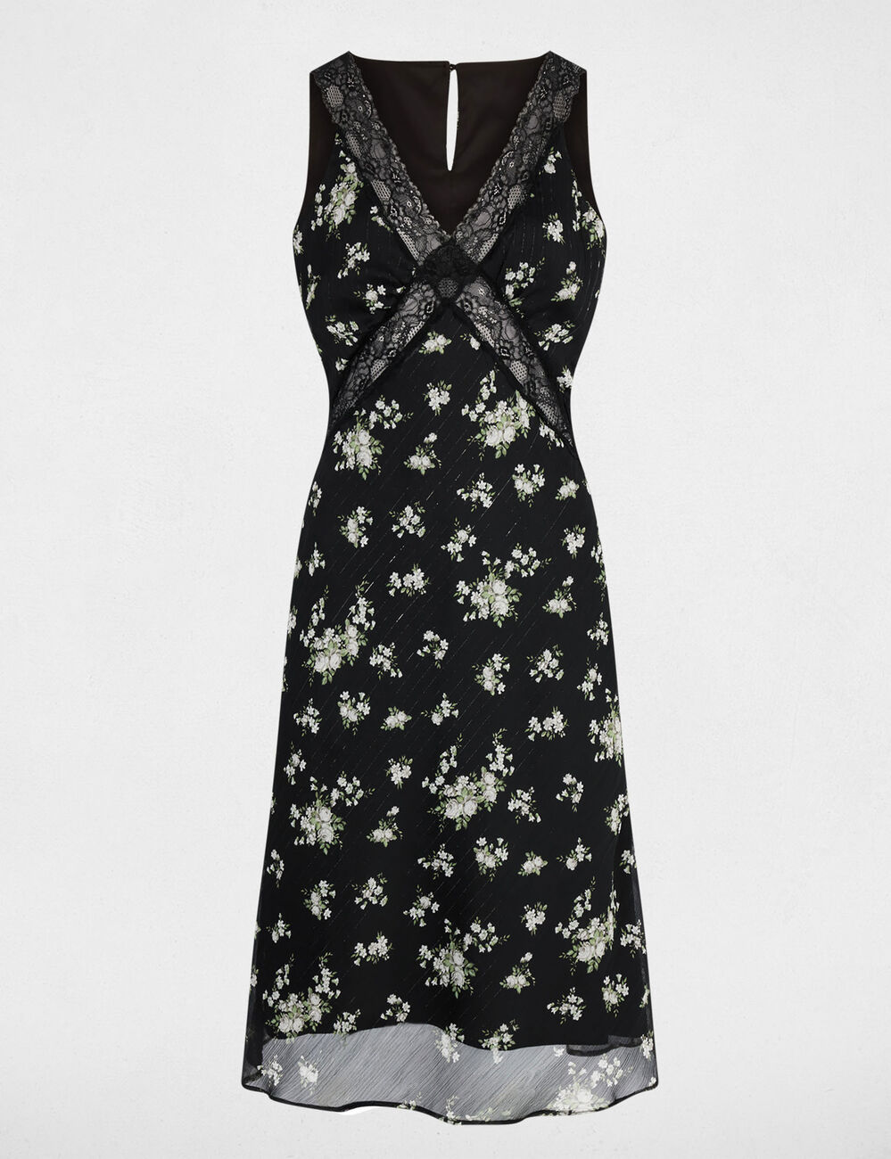 Vestido de encaje con cuello en V multicolor mujer