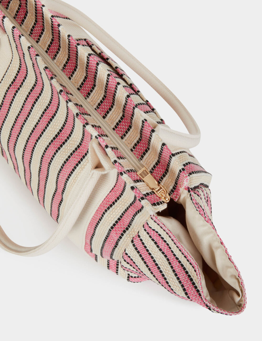 Bolso tote de rayas marfil mujer