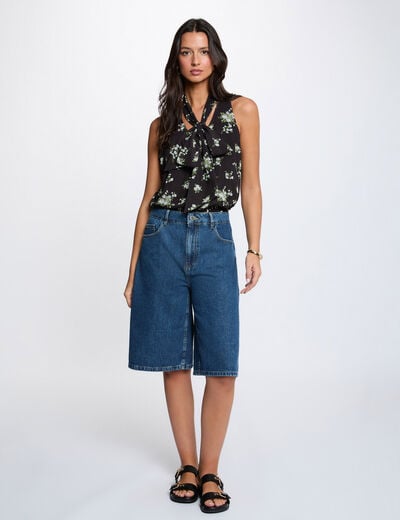 Top sin mangas con cuello lazada multicolor mujer