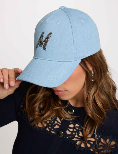 Gorra vaquero M con strass denim descolorido mujer