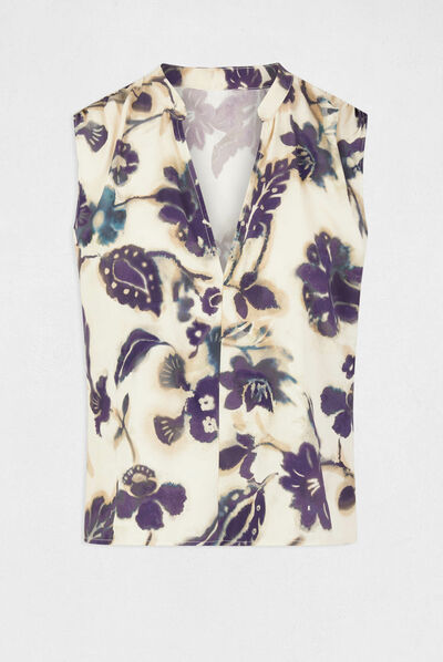 Blusa sin mangas estampado floral multicolor mujer