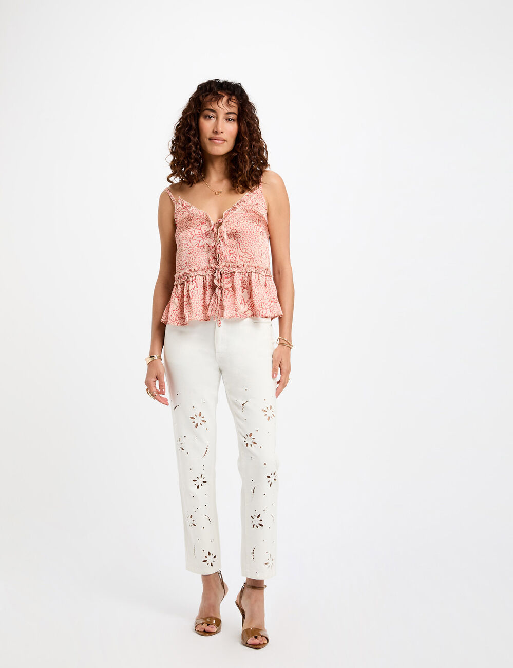 Top estampado con tirantes multicolor mujer