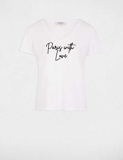 Camiseta con mensaje blanco mujer