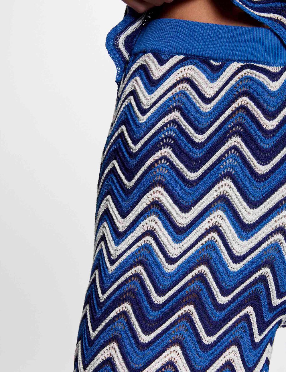 Pantalón punto estampado azul eléctrico mujer