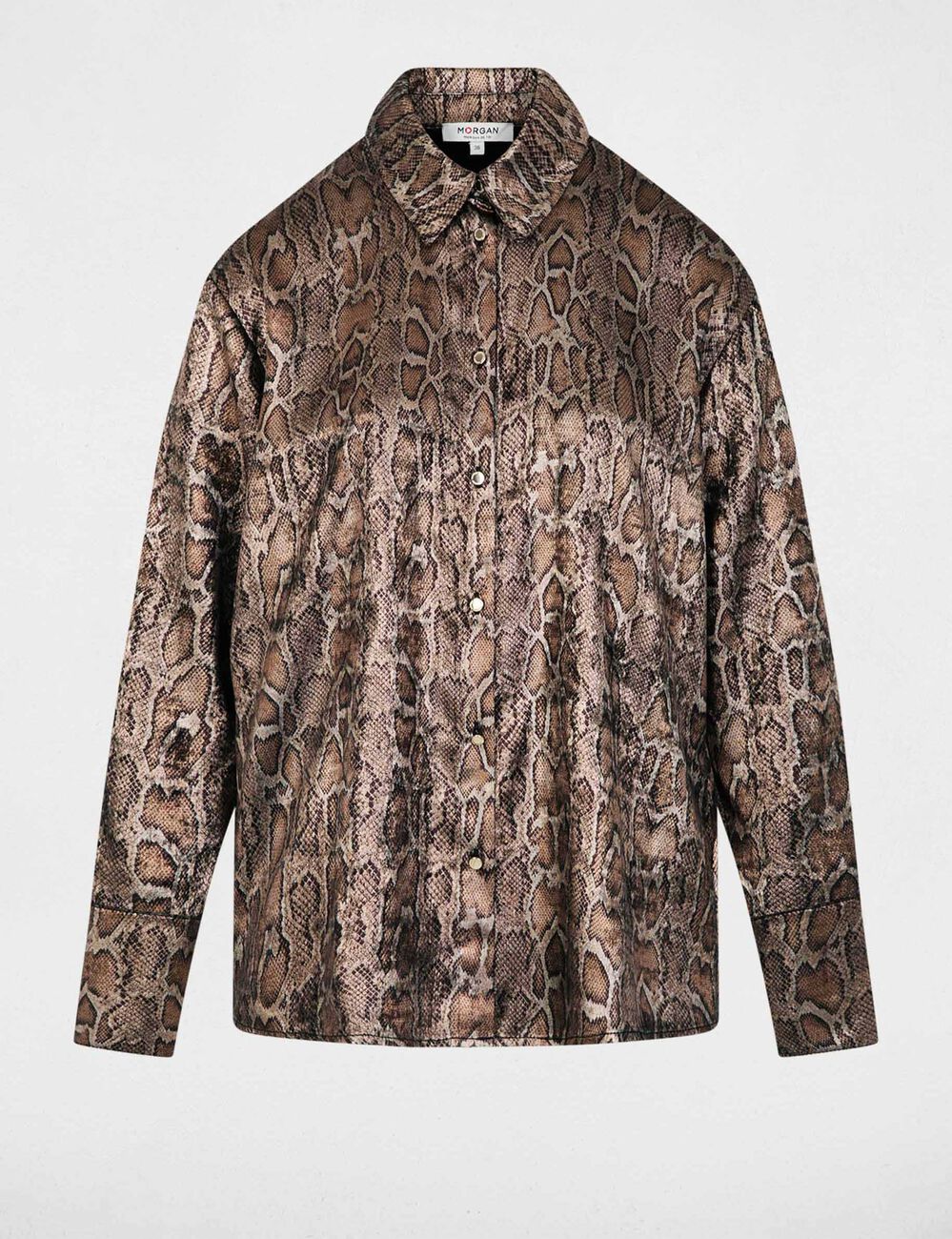 Camisa satinada de pit&oacute;n multicolor mujer