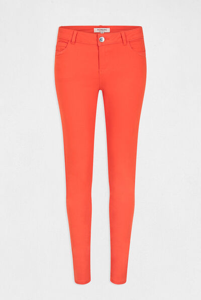 Vaquero skinny talle bajo naranja mujer