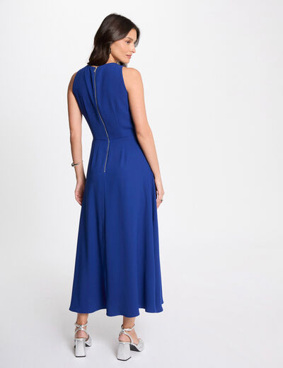 Vestido largo acampanado azul eléctrico mujer