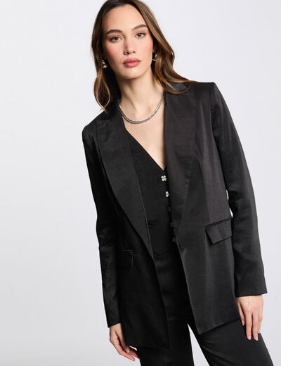 Americana de antelina negro mujer