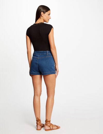 Camiseta manga corta con encaje negro mujer