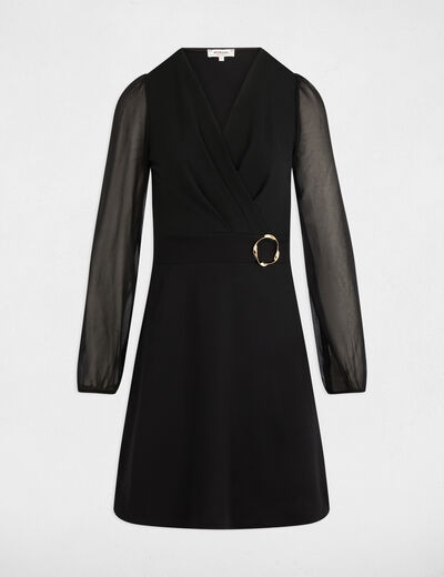 Vestido corto de gasa negro mujer