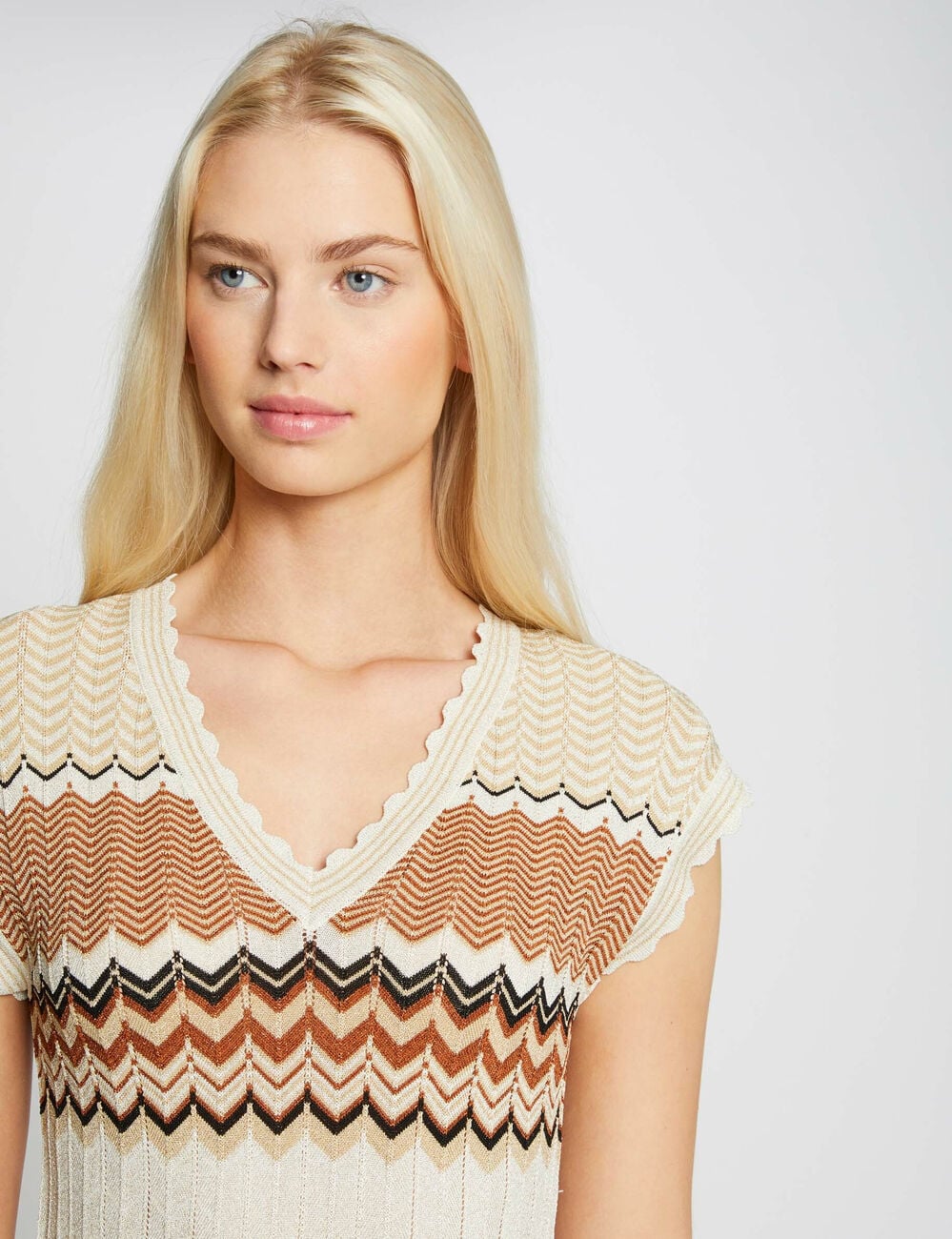 Vestido largo estilo jersey recto marr&oacute;n co&ntilde;ac mujer