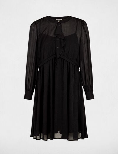 Vestido corto de jacquard negro mujer