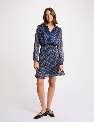 Vestido fluido con cuello en V multicolor mujer