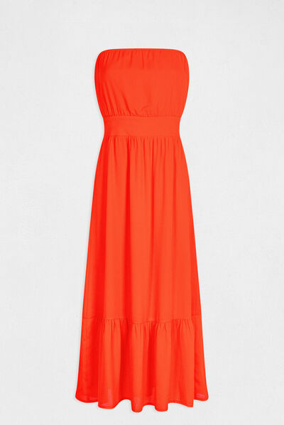 Vestido largo entallado escote corpiño rojo mujer