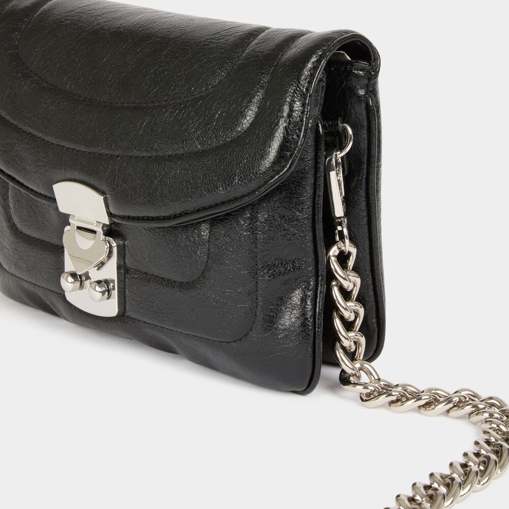 Bolso con asa de cadena negro mujer