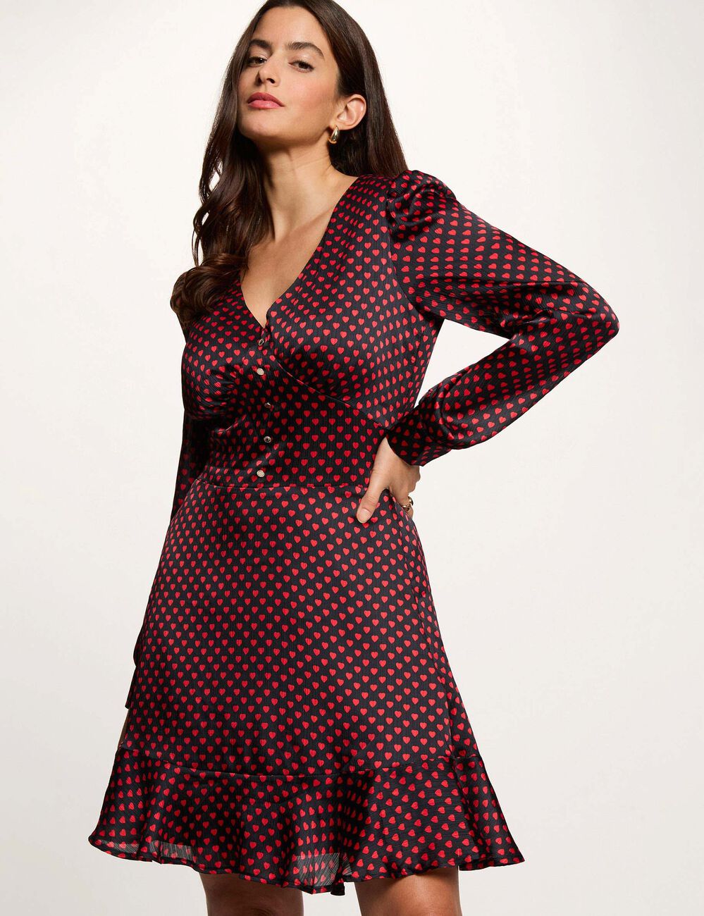 Vestido corto con cuello en v multicolor mujer