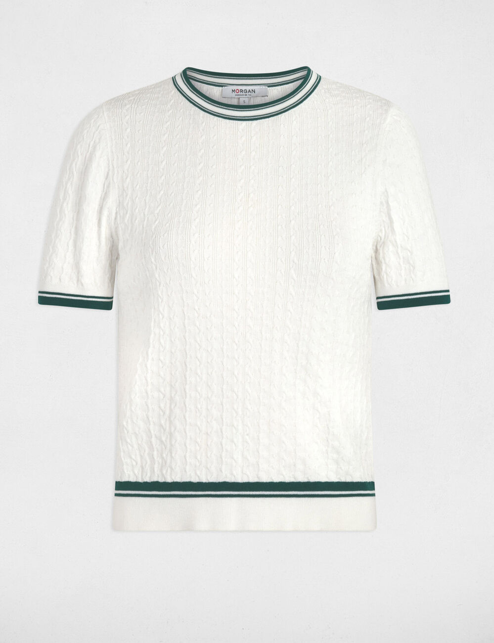 Jersey fino de manga corta verde mujer