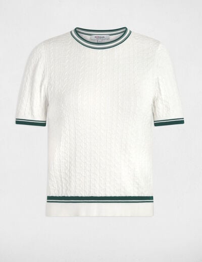 Jersey fino de manga corta verde mujer