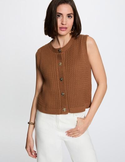 Jersey sin mangas c&aacute;mel mujer