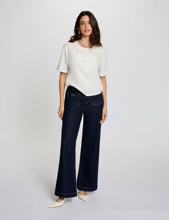 Vaquero pernera ancha denim crudo mujer