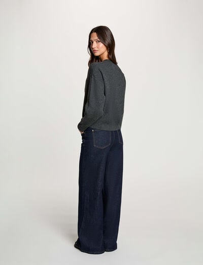 Jersey cuello redondo gris oscuro mujer