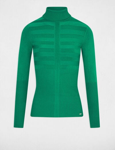 Jersey de cuello alto ajustado verde claro mujer