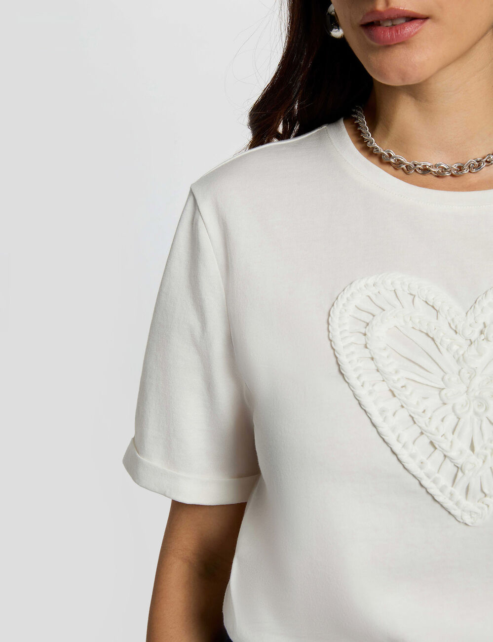 Camiseta recta de manga corta blanco mujer