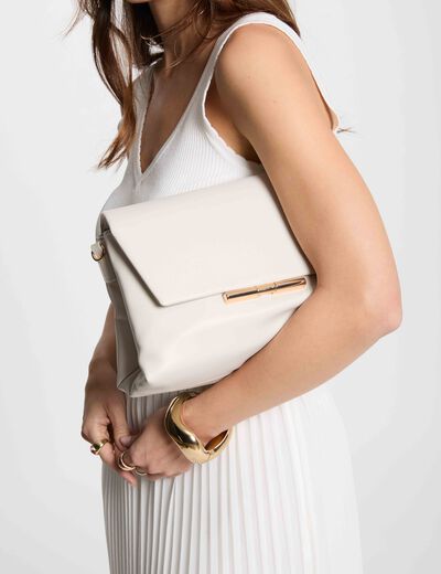Bolso cartera de mano marfil mujer